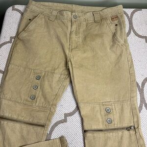 Parish Nation Men's Tan button zipper accents khaki Pants, 34x30